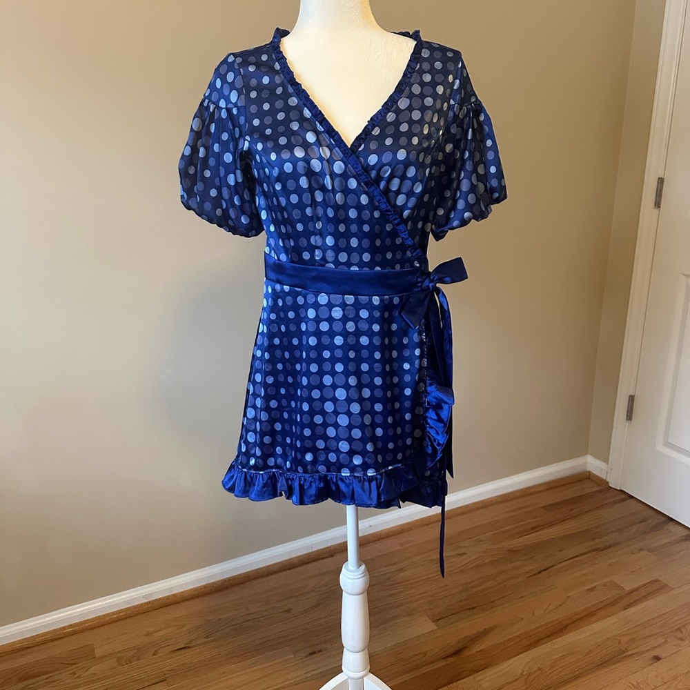 Jonathan Martin Blue Polka Dot Dress